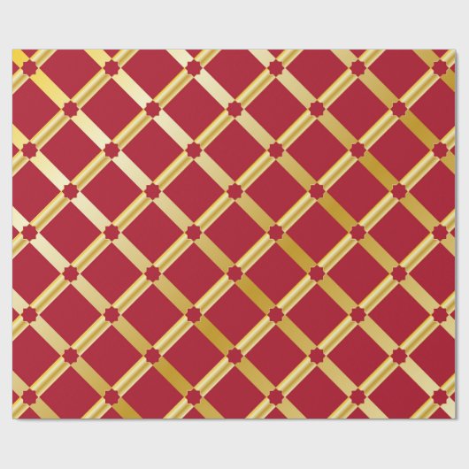 Rotes und Gold Arabesque Wrapping Paper (Roll) Geschenkpapier (Flach)