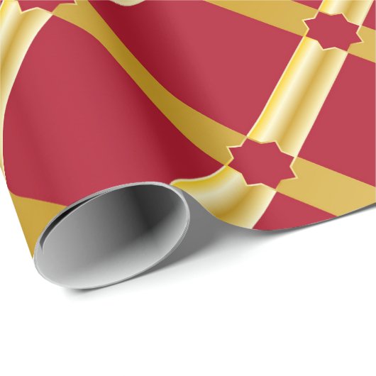 Rotes und Gold Arabesque Wrapping Paper (Roll) Geschenkpapier (Rolleneckpunkt)