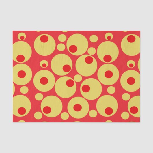 Rotes und Gold Circles-Gewebepapier Seidenpapier (Vorderseite)