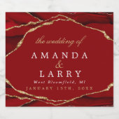 Rotes und goldenes Agate Weinflaschen-Etikett Schaumweinetikett (Einzelnes Label)