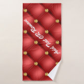 Rotes und goldenes Badehandtuch mit individuellem  (Badehandtuch)