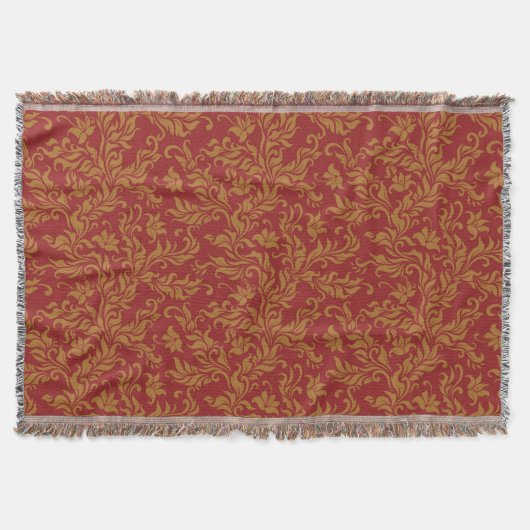 Rotes und goldenes Blumenmuster Decke (Vorderseite)