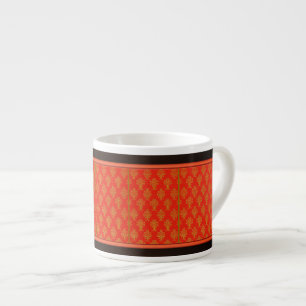 Rotes und goldenes Blumenmuster Espressotasse