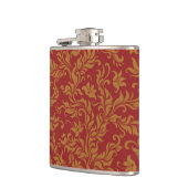 Rotes und goldenes Blumenmuster Flachmann (Links)