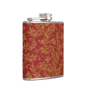 Rotes und goldenes Blumenmuster Flachmann (Rechts)