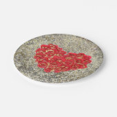 Rotes und goldenes Herz Glam Valentinstag Party Pappteller (Schrägansicht)