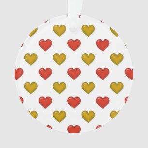 Rotes und goldenes Herzmuster Ornament