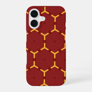 Rotes und goldenes hexagonales geometrisches Muste iPhone 16 Hülle