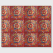 Rotes und goldenes Mandala-glänzendes Wrapping Pap Geschenkpapier (Flach)