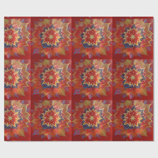 Rotes und goldenes Mandala-glänzendes Wrapping Pap Geschenkpapier (Flach)
