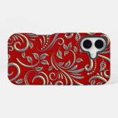 Rotes und goldenes Muster iPhone 16 Hülle (Rückseite (Horizontal))