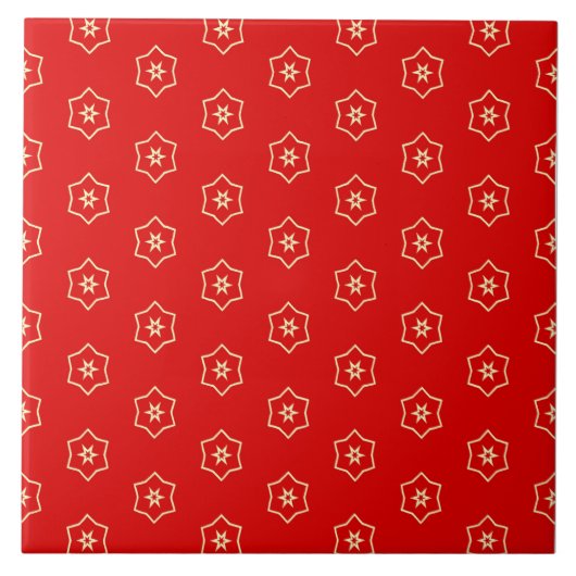 Rotes und goldenes Ornamentdesign Fliese (Vorderseite)
