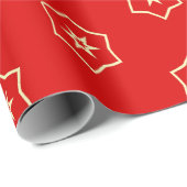 Rotes und goldenes Ornamentdesign Geschenkpapier (Rolleneckpunkt)