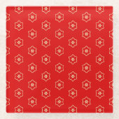 Rotes und goldenes Ornamentdesign Glasuntersetzer (Vorderseite)