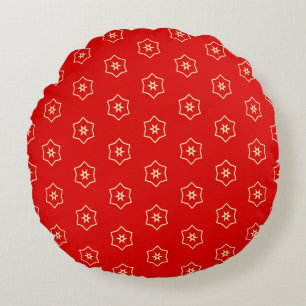 Rotes und goldenes Ornamentdesign Rundes Kissen