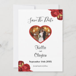 Rotes und goldfarbenes Foto Save the Date
