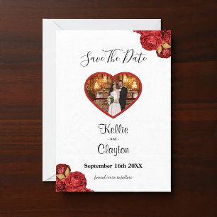 Rotes und goldfarbenes Foto Save the Date