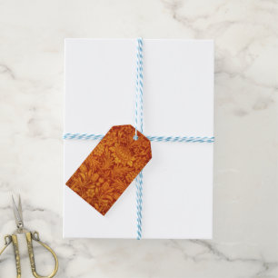 Rotes und goldgelbes Blumendesign von Wm Morris Geschenkanhänger