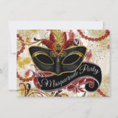 Rotes und Goldmasquerade-Party Einladung (Vorderseite)