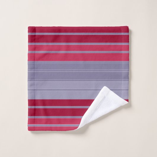 Rotes und graues einfaches Muster Badhandtuch Set (Waschlappen)