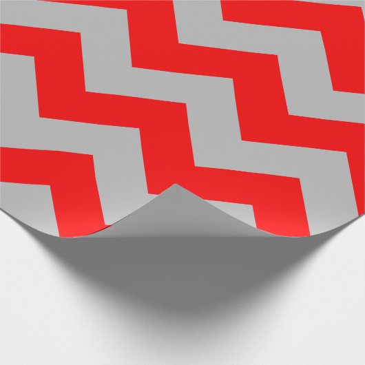 Rotes und Graues extra großes Zickzack Schleifpapi Geschenkpapier (Ecke)