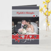 Rotes und graues Foto zum Hochzeitstag Karte (Gelbe Blume)
