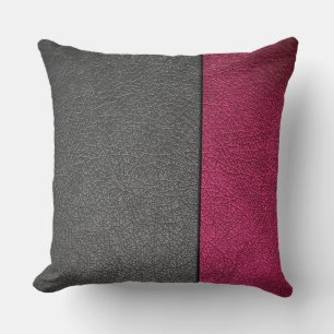 Rotes und graues Leder Kissen