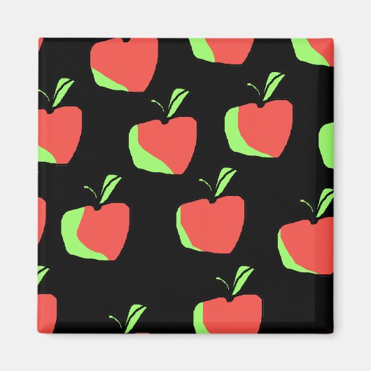 Rotes und grünes Apfelmuster. Magnet (Vorne)