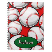 Rotes und grünes Baseballmuster Notizblock (Vorderseite)