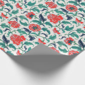 Rotes und grünes Blumenmuster Geschenkpapier (Ecke)