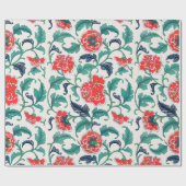 Rotes und grünes Blumenmuster Geschenkpapier (Flach)