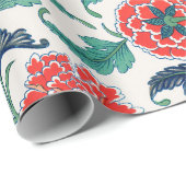 Rotes und grünes Blumenmuster Geschenkpapier (Rolleneckpunkt)