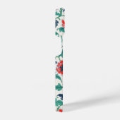 Rotes und grünes Blumenmuster iPhone Hülle (Rechte Seite)