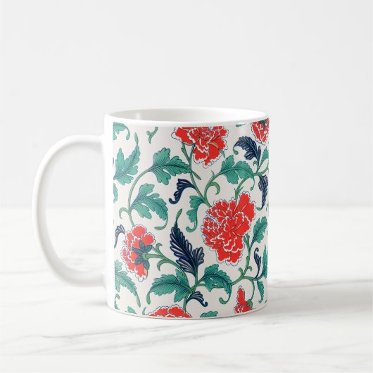 Rotes und grünes Blumenmuster Kaffeetasse (Links)