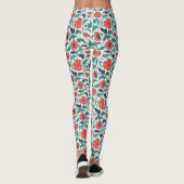 Rotes und grünes Blumenmuster Leggings (Rückseite)