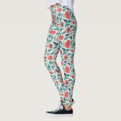 Rotes und grünes Blumenmuster Leggings (Links)