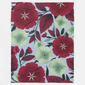 Rotes und grünes Blumenmuster mit Blätter Fleecedecke (Vorderseite)