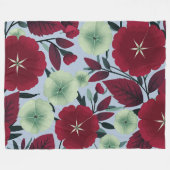 Rotes und grünes Blumenmuster mit Blätter Fleecedecke (Vorderseite (Horizontal))