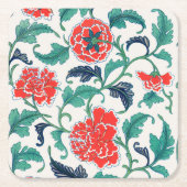 Rotes und grünes Blumenmuster Rechteckiger Pappuntersetzer (Vorderseite)