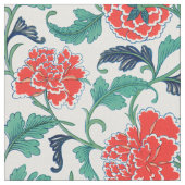 Rotes und grünes Blumenmuster Stoff (Nahaufnahme)