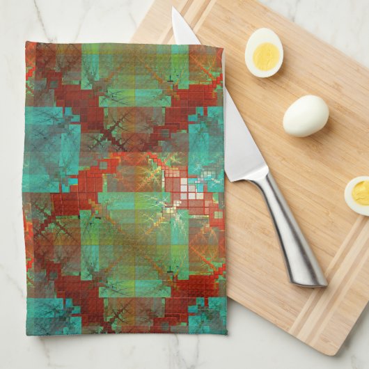 Rotes und grünes Chromatic Fusion Tee Handtuch (Viertel Falte)