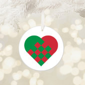 Rotes und grünes dänisches Herz Keramikornament