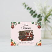 Rotes und grünes festliches Foto Frohe Weihnachten (Stehend Vorderseite)