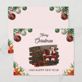 Rotes und grünes festliches Foto Frohe Weihnachten (Vorne/Hinten)