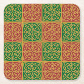 Rotes und grünes Fleur-de-lis-Muster Rechteckiger Pappuntersetzer (Vorderseite)