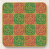 Rotes und grünes Fleur-de-lis-Muster Untersetzer (Vorderseite)
