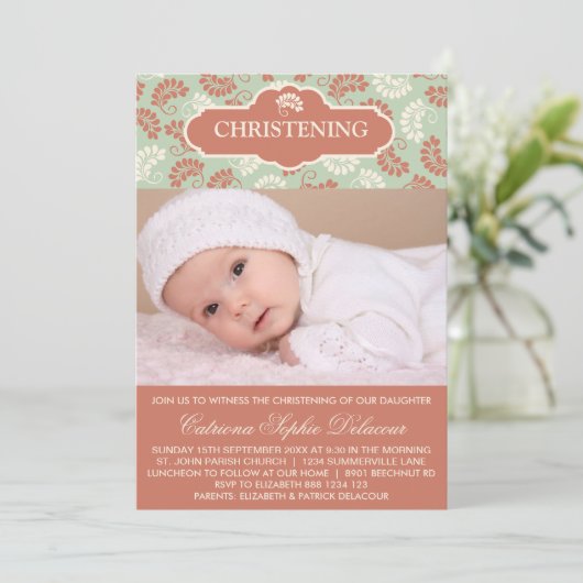 Rotes und grünes Foto - Einladung zur Feier (Stehend Vorderseite)