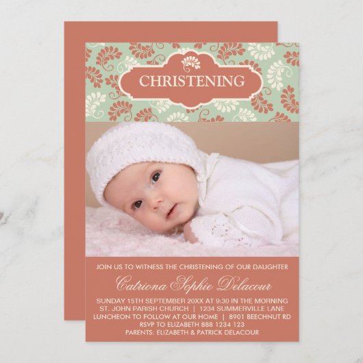 Rotes und grünes Foto - Einladung zur Feier (Vorne/Hinten)