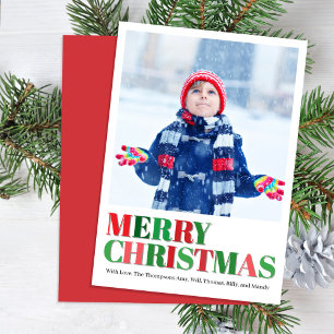 Rotes und grünes Foto Frohe Weihnachten