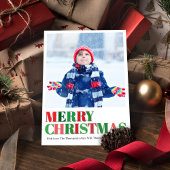 Rotes und grünes Foto Frohe Weihnachten